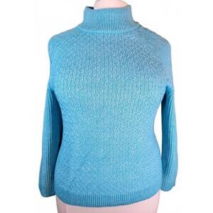 Talbots NEW Women's Teal Textured Stitch Mock Neck Sweater PXL Petite
